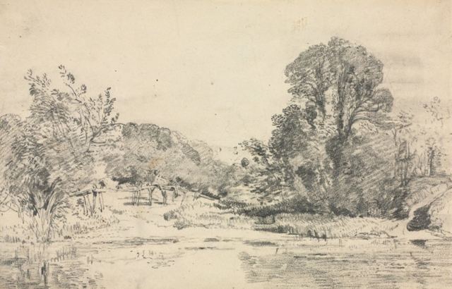 Landscape with Trees Surrounding a Pond